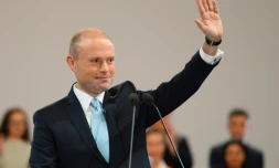 Le Premier ministre maltais sortant, Joseph Muscat, après son discours d'adieu le 10 janvier 2020 à Paola, Malte