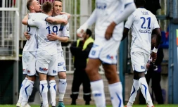 L'équipe de l'AJ Auxerre lors d'un match de Ligue 2 à l'Abbé-Deschamps, le 23 avril 2016