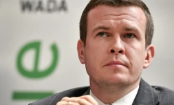 Le Polonais Witold Banka, président de l'Agence mondiale antidopage, conférence de presse après une réunion du comité exécutif de l'AMA à la suite de la suspension pour dopage de la Russie aux JO-2020 et 2022, le 9 décembre 2019 à Lausanne