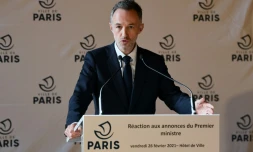 Emmanuel Grégoire donne une conférence de presse à Paris le 26 février 2021