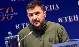 Le président ukrainien Volodymyr Zelensky au forum The European House-Ambrossetti à Cernobbio le 6 septembre 2024