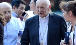 Le cardinal chilien Riccardo Ezzati, dont le pape Français a accepté la démission, fait ses adieux au collège de la Congrégation des Sacrés-Coeurs à Santiago, le 23 mars 2019