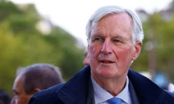 Le Premier ministre Michel Barnier, lors de la Parade des athlÚtes français des JO-2024, le 14 septembre 2024 à Paris