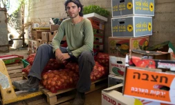 Dotan Goshen, dans la ferme biologique dans le kibboutz de Hama'apil, au centre d'Israël, qu'il possède, le 8 mai 2017