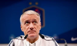 Le sélectionneur des Bleus Didier Deschamps en conférence de presse à Clairefontaine-en-Yvelines le 12 novembre 2018