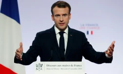 Le président Emmanuel Macron lors de son discours aux maires le 21 novembre à l'Élysée