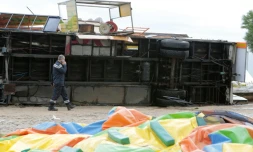 Un chapiteau emporté par une mini-tornade à Ajaccio, le 14 octobre 2016