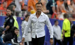 Le Français Hervé Renard lors de son passage éclair à la tête de la sélection tunisienne, pendant le Mondial, face aux Pays-Bas, le 25 juin 2026 à Kansas City