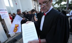Manifestation des magistrats au  palais de Justice de Champ-Fleuri