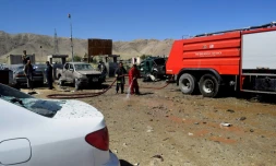 Le site d'un attentat suicide commis le 17 septembre 2019 lors d'un meeting électoral du président afghan Ashraf Ghani à Charikar, province de Parwan