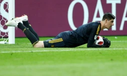 Le gardien de but de la Belgique, Thibaut Courtois, lors du quart face au Brésil, à Kazan, le 6 juillet 2018
