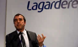 Arnaud Lagardère lors d'une conférence de presse le 8 mars 2017