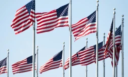 Des drapeaux amĂ©ricains sur le "National Mall", grande esplanade au coeur de Washington, le 3 juillet 2019 Ă la veille de la fĂȘte nationale amĂ©ricaine
