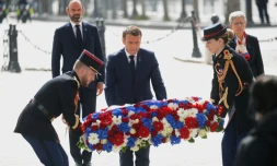 Le président Emmanuel Macron lors de la cérémonie du 8-Mai, le 8 mai 2020 à Paris