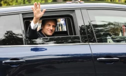 Le président français Emmanuel Macron sur les Champs Elysées le 14 juillet 2019