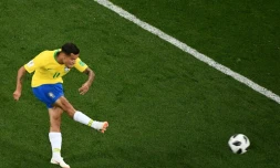 Le Brésilien Philippe Coutinho ouvre le score contre la Suisse au Mondial, le 17 juin 2018 à Rostov