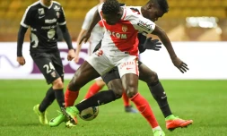 Le défenseur de Monaco Benjamin Mendy (c) lors du match face aux Messins à Louis II, le 11 février 2017