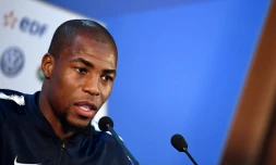 Le défenseur français Djibril Sidibé en conférence de presse le 23 juin 2018 à Istra, près de Moscou