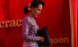 Aung San Suu Kyi le 5 avril 2015 à Yangon 