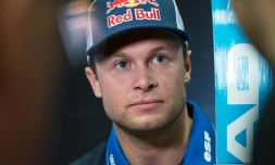 Le skieur français Alexis Pinturault en conférence de presse le 26 octobre 2023 à Sölden en Austriche