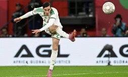 Adil Boulbina inscrit le but de la qualification pour l'Algérie face à la RD Congo, en huitième de finale de la CAN, le 6 janvier 2026 à Rabat