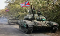 Des soldats séparatistes prorusses, dans la région de Donetsk en Ukraine, le 21 octobre 2015