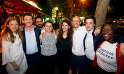 MarlĂšne Schiappa (c), Stanislas Guerini (3e d) et Pierre Person (2e d), le 14 juin 2017 Ă Paris