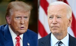 Un combo photo créé le 7 novembre 2024 montrant Donald Trump et Joe Biden 