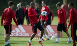 Les joueurs de Manchester United à l'entraînement, le 29 septembre 2015 au complexe sportif de Carrington