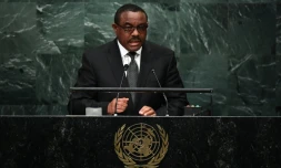 Le Premier ministre éthiopien Hailemariam Dessalegn devant l'Assemblée générale des Nations unies à new York le 22 septembre 2016