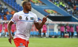 L'attaquant de la RD Congo Junior Kabananga auteur du second but face à la Côte d'Ivoire lors de la CAN, le 20 janvier 2017 à Oyem 