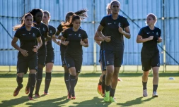 Les footballeuses françaises à l'entraînement le 1er août 2016 à Belo Horizonte