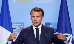 Le président français Emmanuel Macron le second jour du sommet de l'OTAN à Bruxelles, le 12 juillet 2018