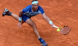 L'Espagnol Rafael Nadal contre le Belge David Goffin, en 8e de finale du Masters 1000 de Madrid, le 5 mai 2022 