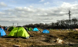 Des tentes de migrants prÚs de Calais, le 18 février 2019