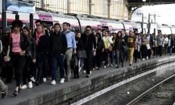 La gare Saint-Lazare, le 24 avril 2018 Ă Paris, lors d'une grĂšve Ă la RATP