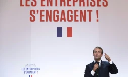 Le président français Emmanuel Macron a réuni les dirigeants des 100 plus grandes entreprises français à l'Elysée, le 17 juillet 2018