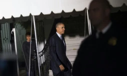 Barack Obama quitte la Maison blanche pour son dernier voyage officiel à l'étranger, le 14 novembre 2016 à Washington