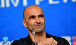 Le sélectionneur de la Belgique Roberto Martinez en conférence de presse à Saint Pétersbourg le 9 juillet 2018 au Mondial