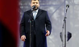 Denis Pushilin, chef de la république autoproclamée de Donetsk, en meeting électoral à Donetsk le 9 novembre 2018