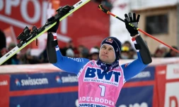 Alexis Pinturault lors de la cérémonie du slalom géant d'Adelboden, le 8 janvier 2022 