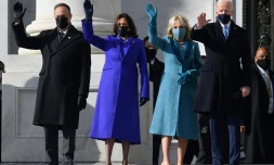 (De G Ă D) Doug Emhoff, Kamala Harris, Jill Biden et Joe Biden, au Capitole, le 20 janvier 2021