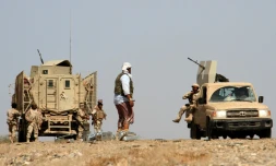 Patrouille des forces gouvernementales yéménites près du port de Mokha, ville stratégique sur la mer Rouge, le 20 janvier 2017