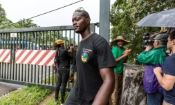  Mikael Mancée, porte-parole du collectif des 500 frères, après l'occupation du centre de tirs spatiaux de Kourou le 5 avril 2017