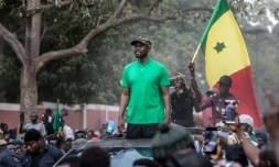 Photo de l'opposant sénégalais Ousmane Sonko, prise le 24 mai 2023 à Ziguinchor, au Sénégal