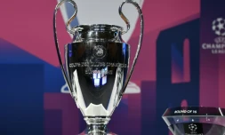 La Coupe de la Ligue des champions lors du tirage au sort des 8es de finale, le 16 décembre 2019 à Nyon (Suisse) 