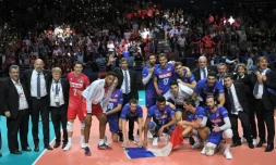 Les Français se qualifient pour les demi-finales de l'Euro de volley en battant l'Italie 3-0 à Nantes le 24 septembre 2019