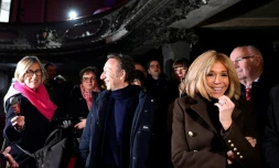 Brigitte Macron, accompagnée de Stéphane Bern, le 15 février 2019 lors de la visite du théâtre de Bar-le-Duc