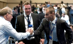 Aleksander Ceferin, le 14 septembre 2016 lors du congrĂšs de l'UEFA Ă AthĂšnes