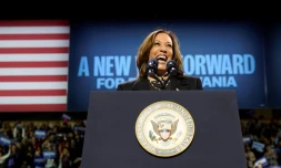 La vice-présidente américaine Kamala Harris à un meeting de campagne à Erie, en Pennsylvanie, le 14 octobre 2024